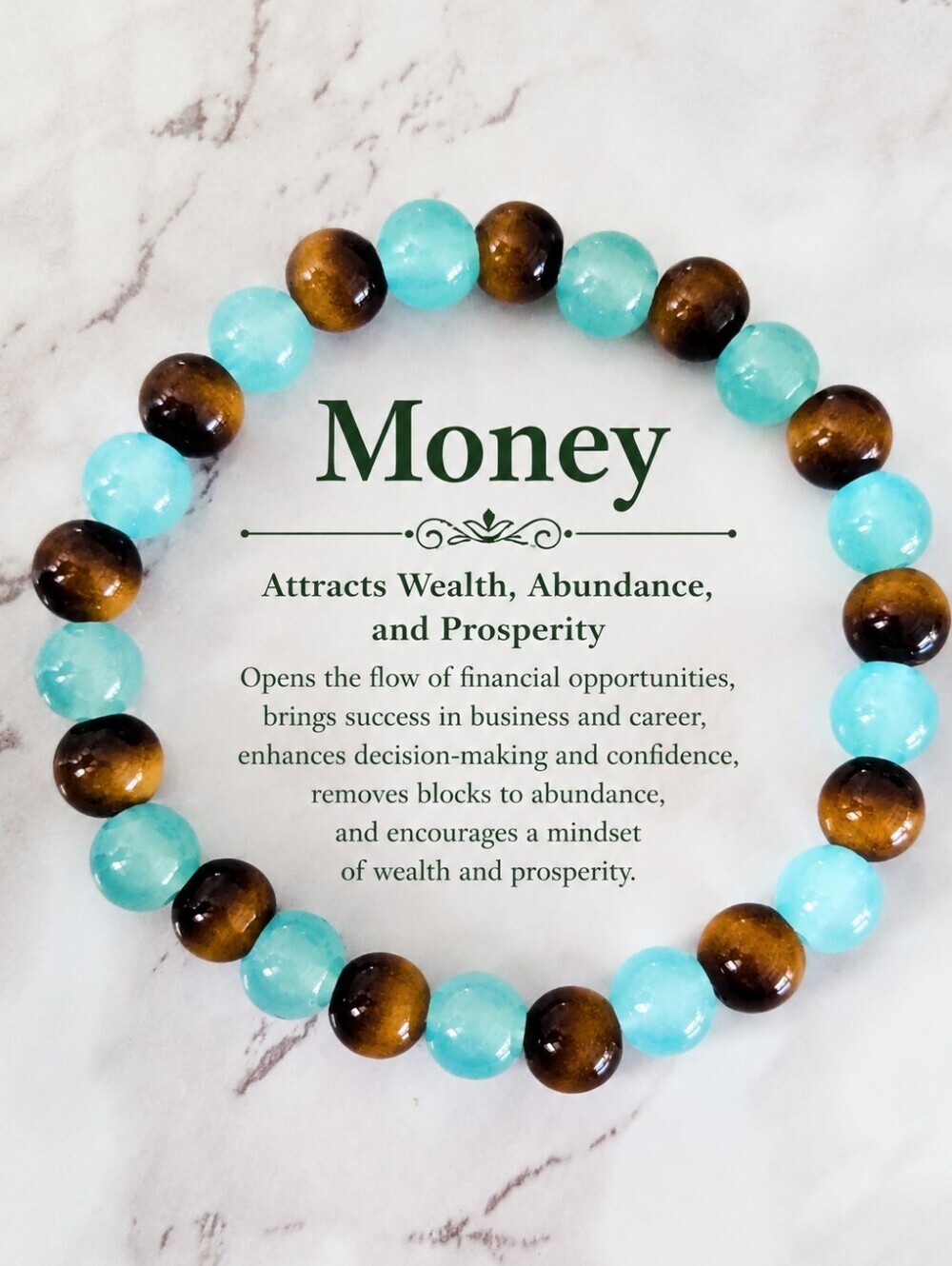 Money Bracelet Green Aventurine Tiger Eye Crystal Stretch Bracelet Wealth Luck